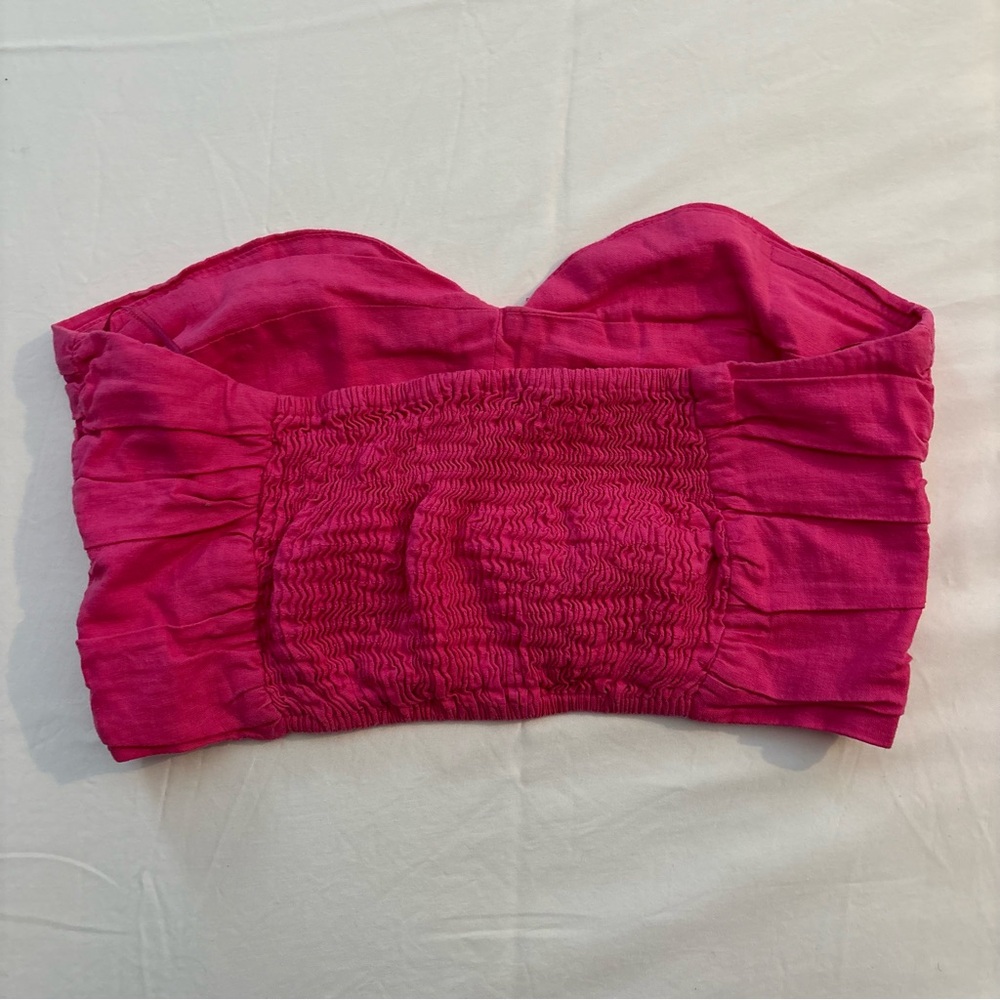 Zara Fuchsia Ruched Strapless Top - Picture 2 of 3